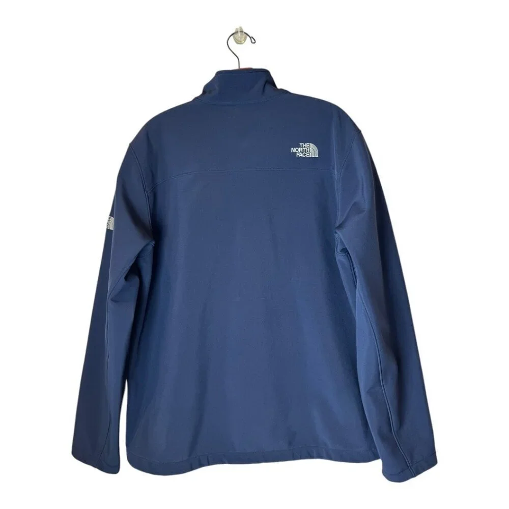The North Face Coat Men Large Navy Blue Full Zip Mock Neck Soft‎ Shell Jacket